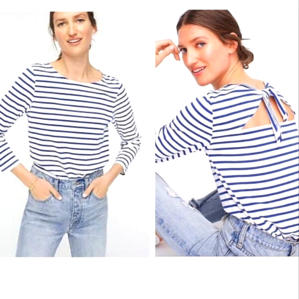 NWT J. Crew tie back top in striped mariner cloth Small